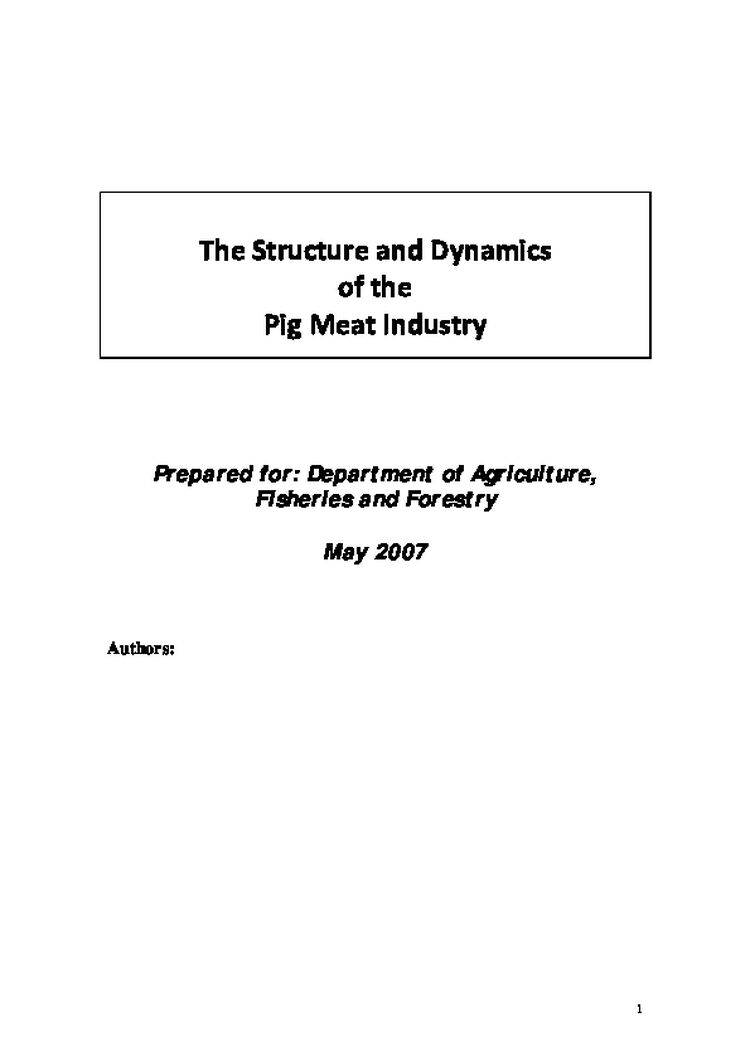 The Structure and Dynamics of the Pig Meat Industry