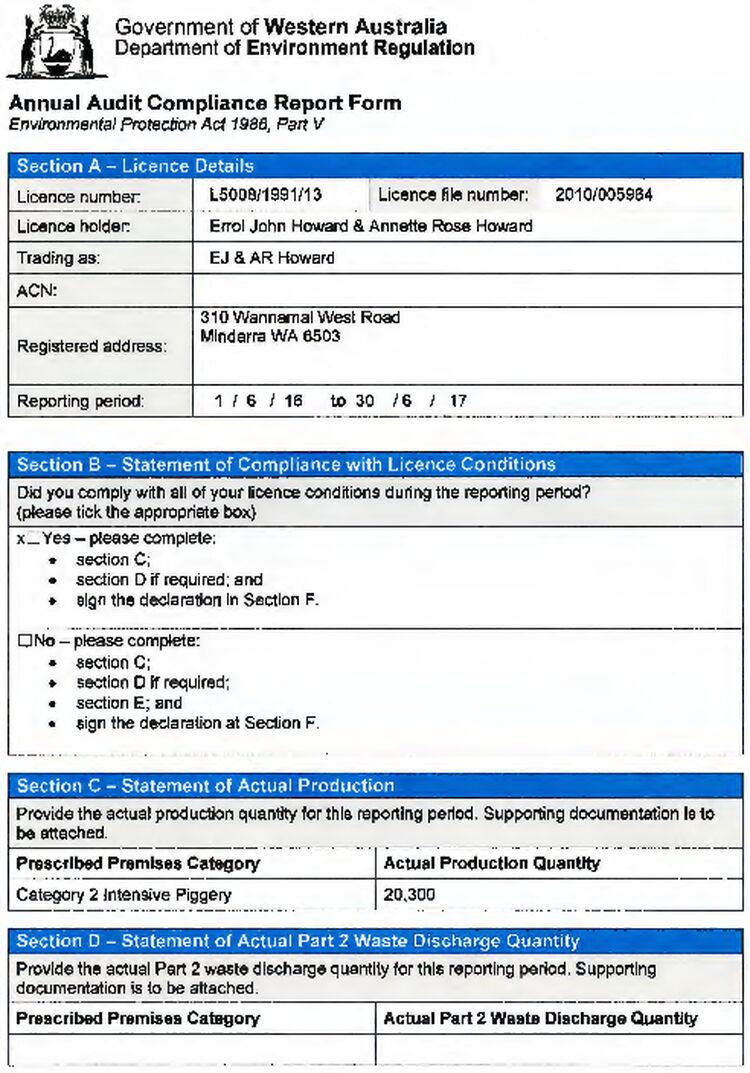 Kamarah Piggery Annual Audit Compliance Report