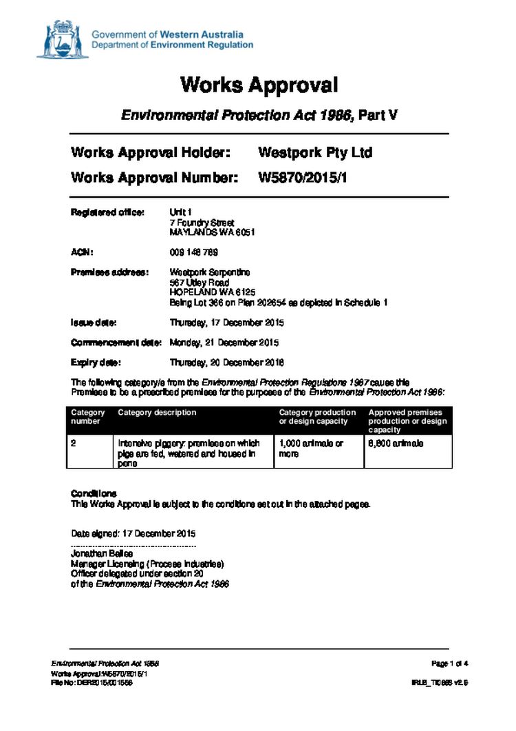 Westpork Serpentine (Tralka) Works Approval