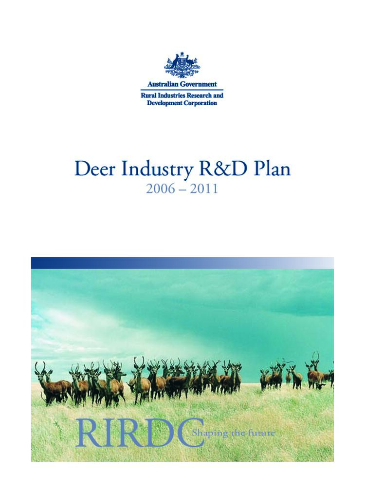 Deer Industry R&D Plan 2006 â€“ 2011