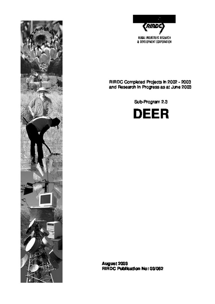 RIRDC Completed Projects in 2002 - 2003 and Research in Progress as at June 2003