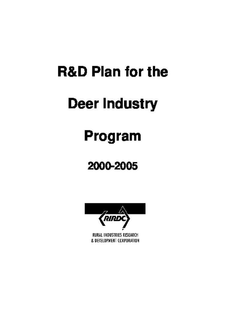R&D Plan for the Deer Industry Program 2000-2005