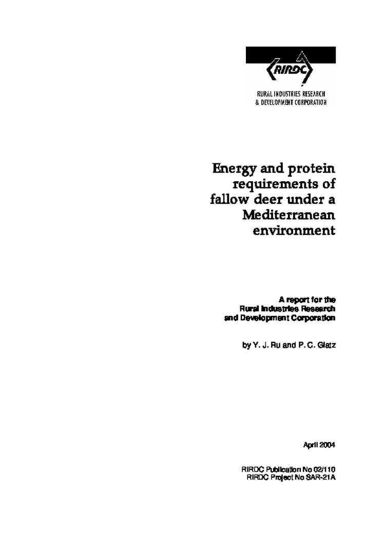 Energy and protein requirements of fallow deer under a Mediterranean environment