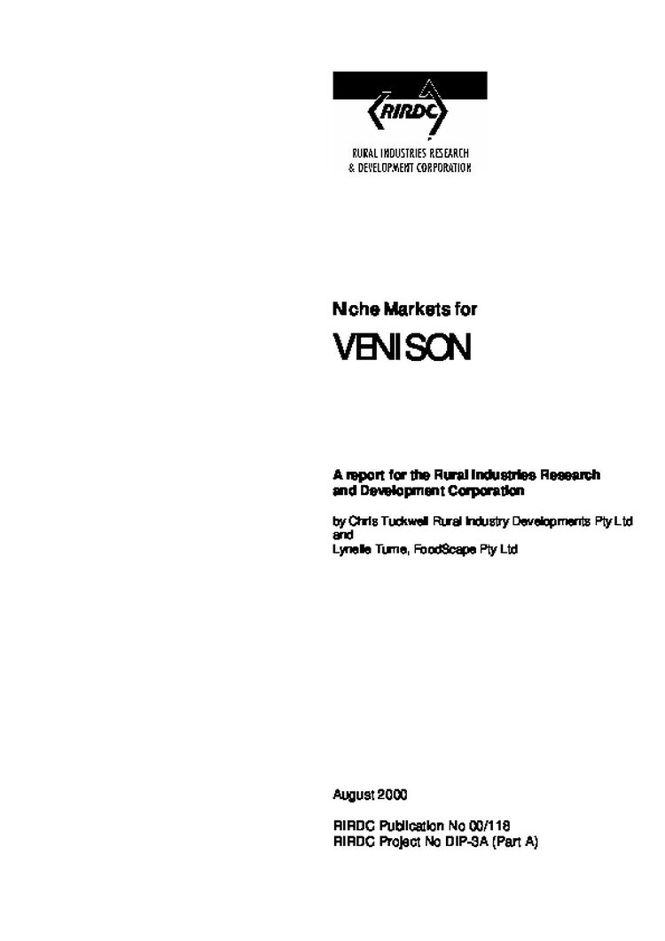 Niche markets for venison.