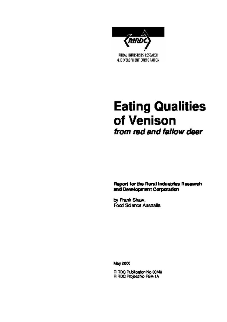 Eating Qualities of Venison from red and fallow deer