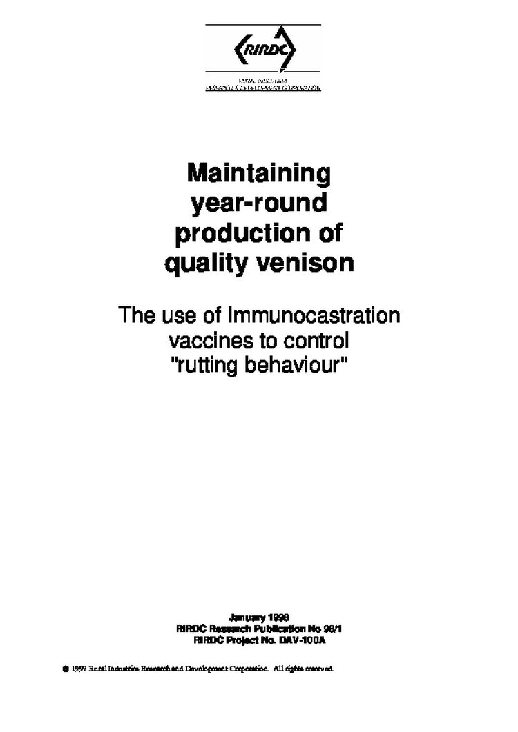 Maintaining year-round production of quality venison