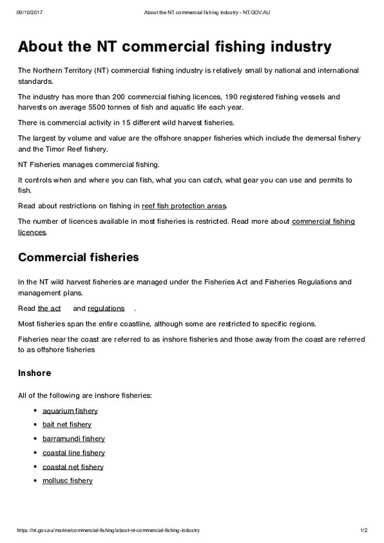 About the NT commercial fishing industry - NT.GOV