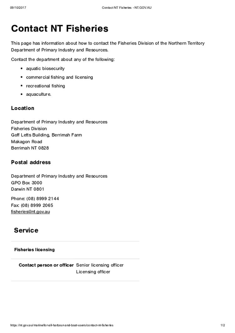 Contact NT Fisheries - NT.GOV