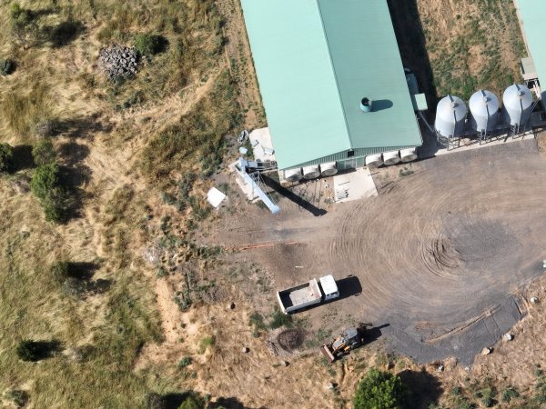 Drone flyover of egg farm