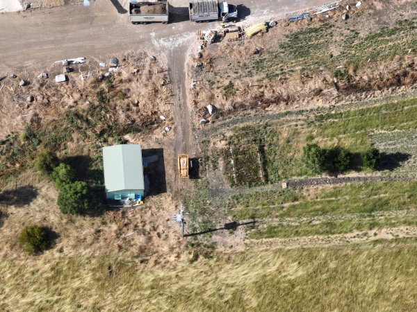 Drone flyover of egg farm