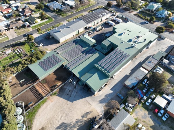 Drone flyover of slaughterhouse