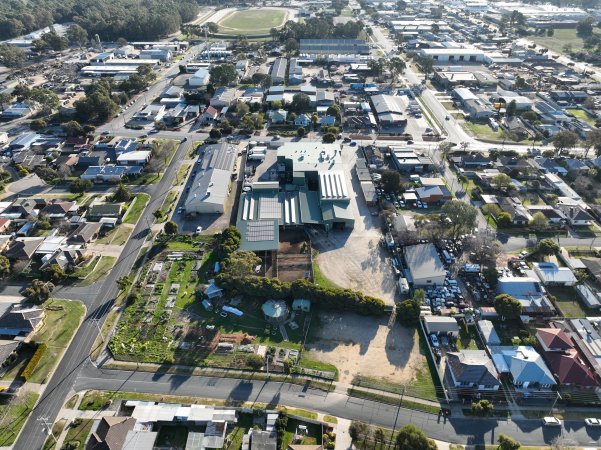 Drone flyover of slaughterhouse