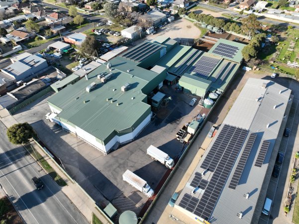 Drone flyover of slaughterhouse