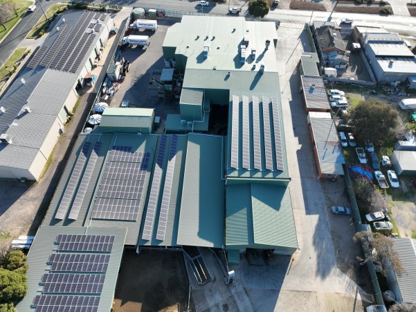 Drone flyover of slaughterhouse