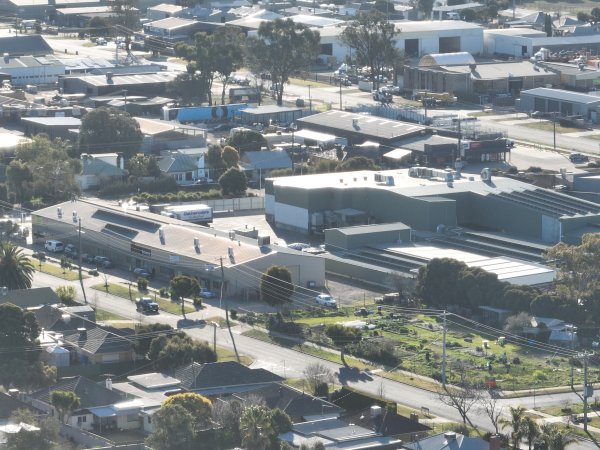 Drone flyover of slaughterhouse