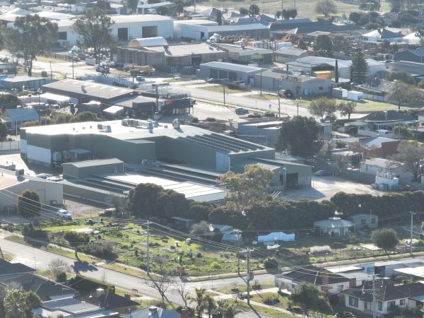 Drone flyover of slaughterhouse