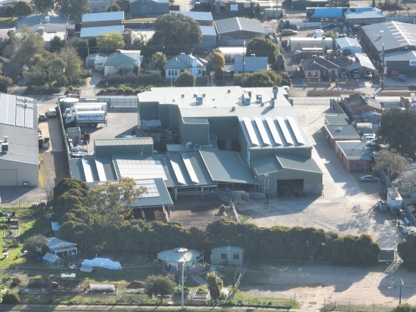 Drone flyover of slaughterhouse
