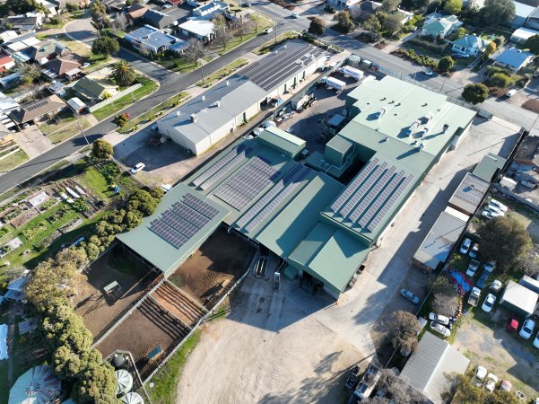Drone flyover of slaughterhouse