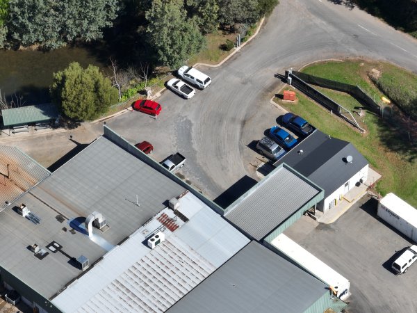Drone flyover of slaughterhouse