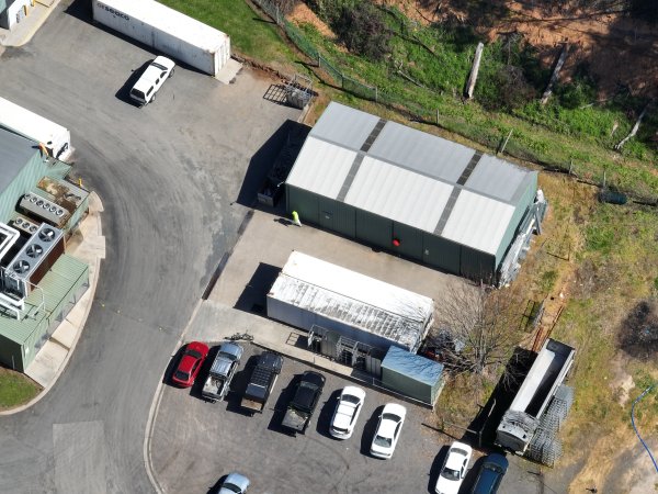 Drone flyover of slaughterhouse