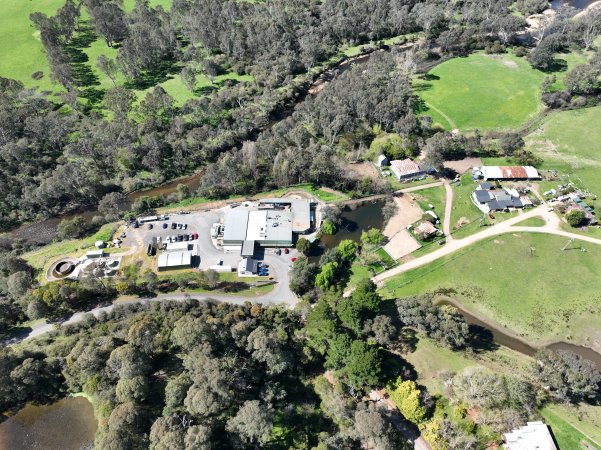 Drone flyover of slaughterhouse