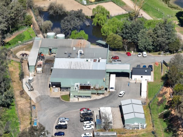 Drone flyover of slaughterhouse