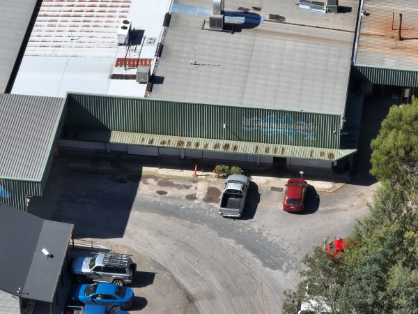 Drone flyover of slaughterhouse