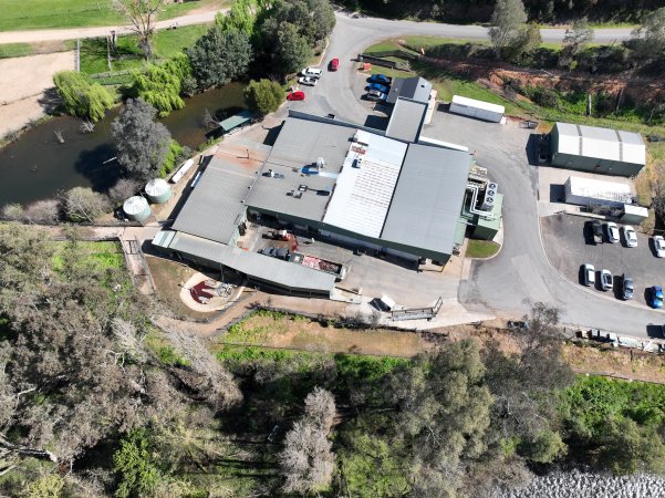 Drone flyover of slaughterhouse