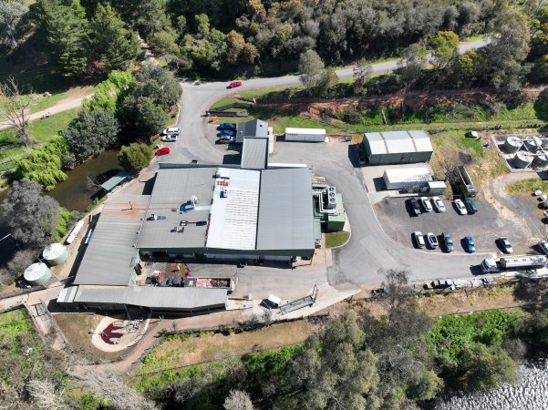 Drone flyover of slaughterhouse