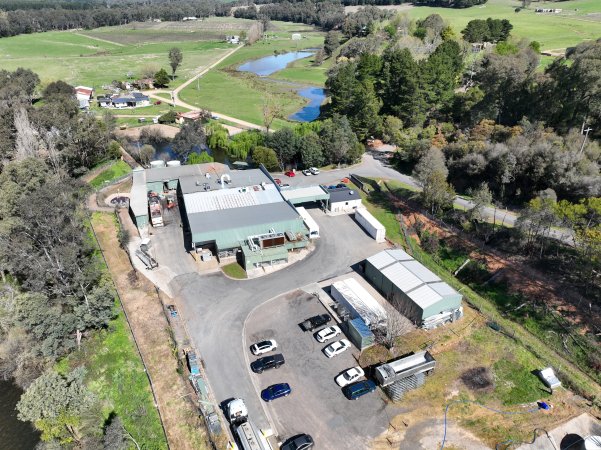 Drone flyover of slaughterhouse