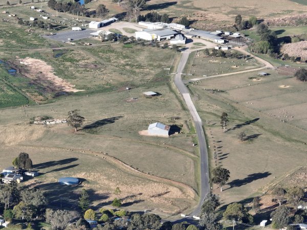 Drone flyover of slaughterhouse
