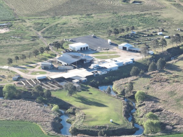 Drone flyover of slaughterhouse