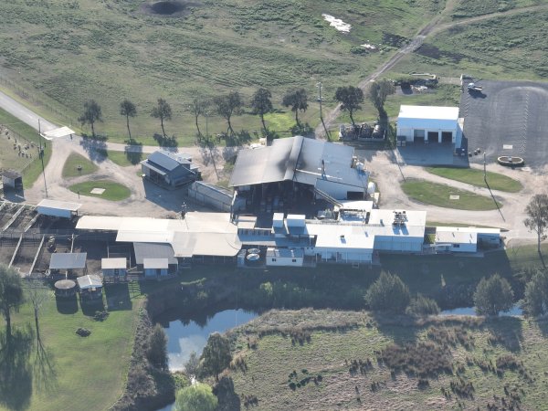 Drone flyover of slaughterhouse