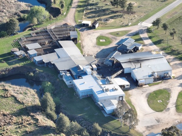 Drone flyover of slaughterhouse