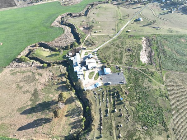 Drone flyover of slaughterhouse