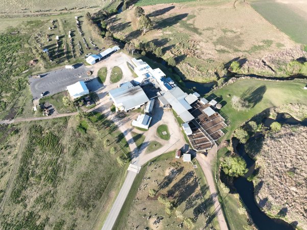 Drone flyover of slaughterhouse
