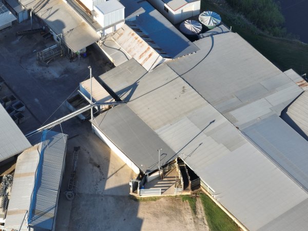 Drone flyover of slaughterhouse