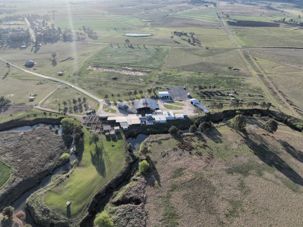 Drone flyover of slaughterhouse