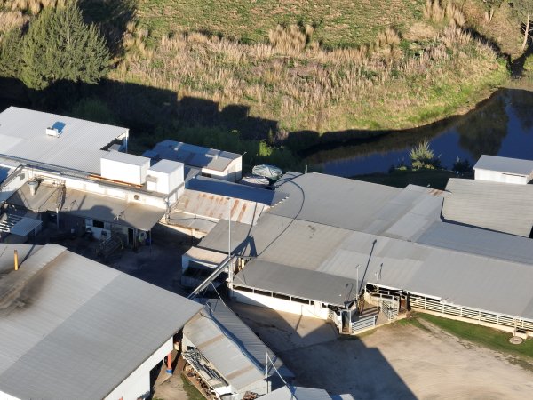 Drone flyover of slaughterhouse