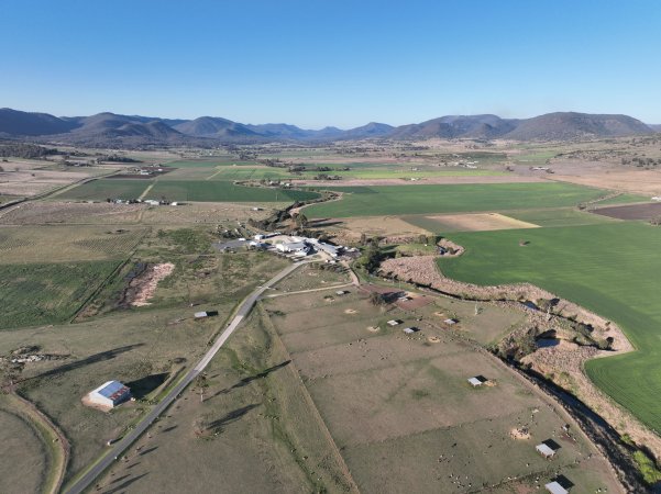 Drone flyover of slaughterhouse