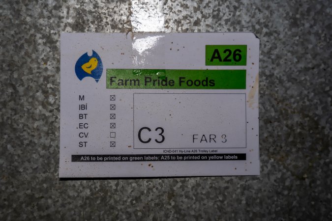 Sign at Farm Pride pullet farm