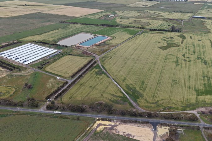 Drone flyover of broiler (meat) chicken farm