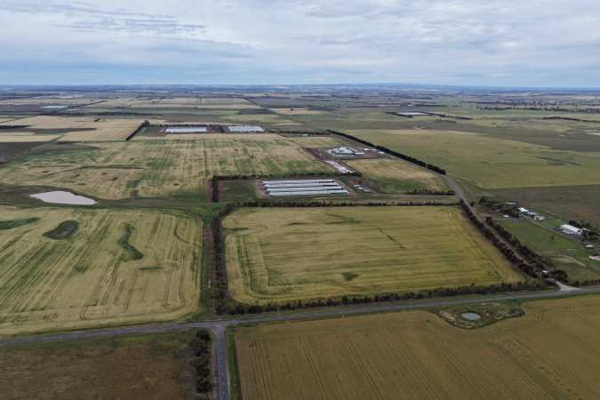 Drone flyover of broiler (meat) chicken farm