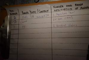 Animal dropoff form - cattle and calves - Gretna Quality Meats, Tasmania - Captured at Gretna Meatworks, Gretna TAS Australia.