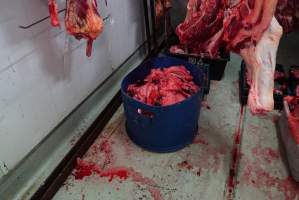 Carcasses in slaughterhouse chiller room - Gretna Quality Meats, Tasmania - Captured at Gretna Meatworks, Gretna TAS Australia.