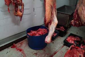 Carcasses in slaughterhouse chiller room - Gretna Quality Meats, Tasmania - Captured at Gretna Meatworks, Gretna TAS Australia.