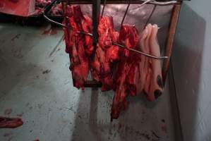 Carcasses in slaughterhouse chiller room - Gretna Quality Meats, Tasmania - Captured at Gretna Meatworks, Gretna TAS Australia.