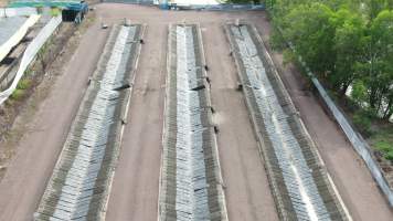 Cages at hidden Crocodylus crocodile farm - Drone flyover - Captured at Crocodylus Park Farm & Abattoir, Knuckey Lagoon NT Australia.
