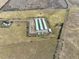 Drone flyover of egg farm - Captured at Barn-laid egg farm, Teesdale VIC Australia.