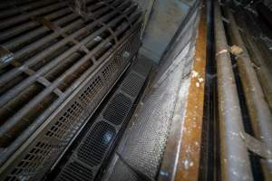 On top of the gondolas inside the gas chamber - A view standing on top of the gondolas in a Butina backloader gas chamber - Captured at JBS Pork Australia (formerly Diamond Valley Pork), Laverton North VIC Australia.